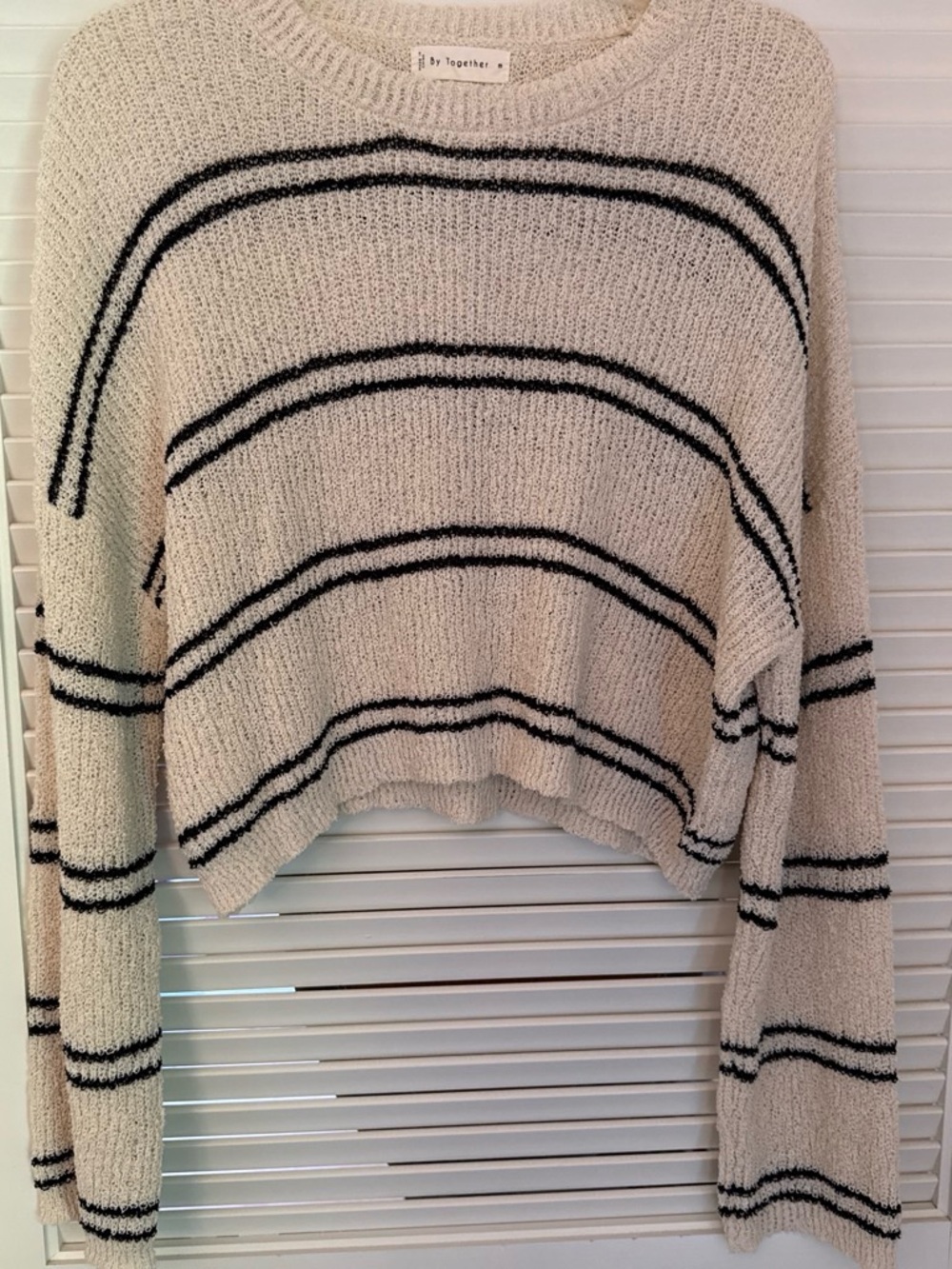 Together Cream Sweater with Black Stripes